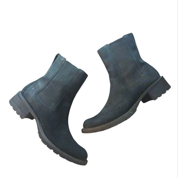 Timberland Black Leather Combat Boots Women's Black Lug Sole Booties Size 7 - Picture 13 of 13